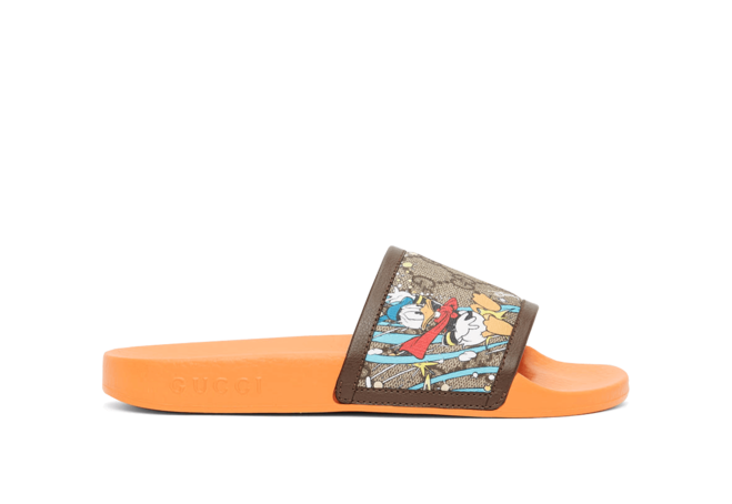 Orange Disney Edition GG Supreme Donald Duck Sandals for Women On Sale.