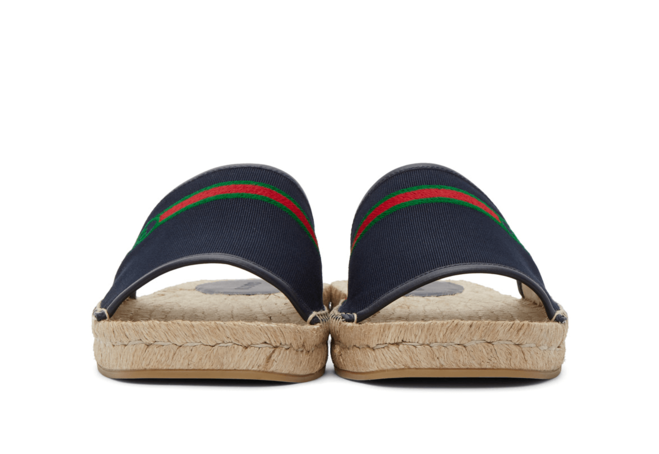 Step Into New Style - Gucci Navy Interlocking G Espadrille Slides for Women!