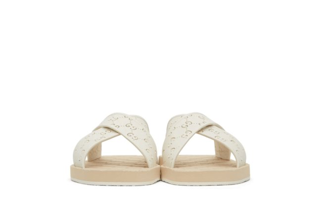 Be Stylish with Gucci's White & Pink GG Slide Sandals for Women.