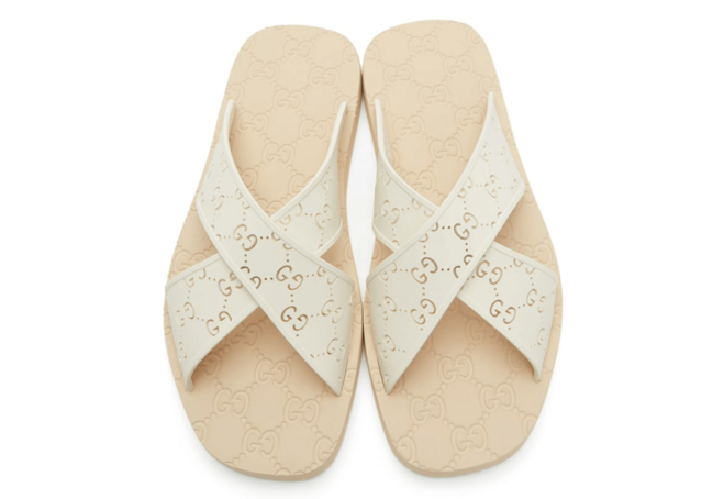 Get Your Hands on the Latest Gucci White & Pink GG Slide Sandals for Women Now!