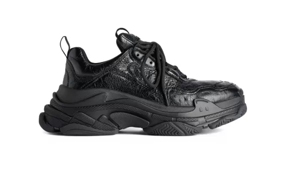 Balenciaga Triple S Lambskin Sneakers Black