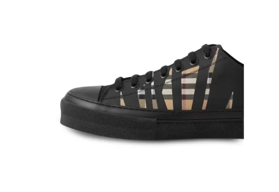 Burberry Sliced Check Cotton Sneakers - Black / Beige