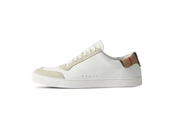 House Check-print Leather Sneakers - White/Multicolour