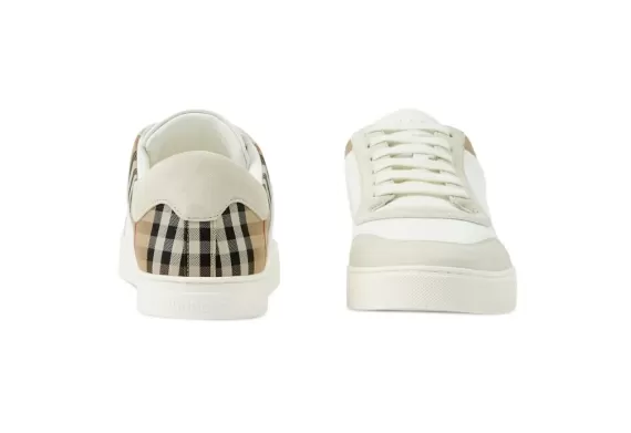 Vintage Check Panelled Sneakers - White