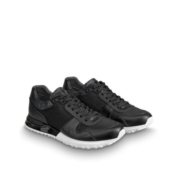 Get the perfect street-style with the Louis Vuitton Run Away Sneaker - Black Monogram Canvas and Calf Leather, Outlet