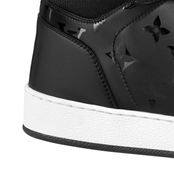 Take a Look at the New and Authentic LV Rivoli Sneaker Boot for Men - Black Calf Leather & Monogram Metallic Canvas