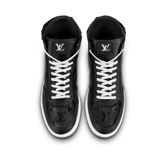 Mens' Footwear - LV Rivoli Sneaker Boot - New & Original - Black Calf Leather & Monogram Metallic Canvas