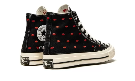 Chuck 70 Embroidered Lips High - Black
