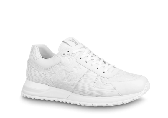 Buy the new Louis Vuitton Run Away Sneaker in White, with Monogram-Embossed Grained Leather - for Women.