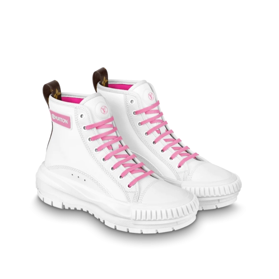 Get the Original LV Squad Sneaker Boot White/Pink For Women