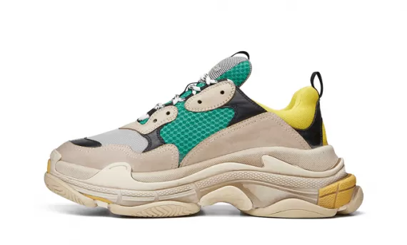 Green and Yellow Balenciaga Triple S Trainers- For the Men