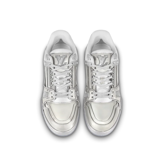 Original LV Trainer Sneaker Silver for men now on sale