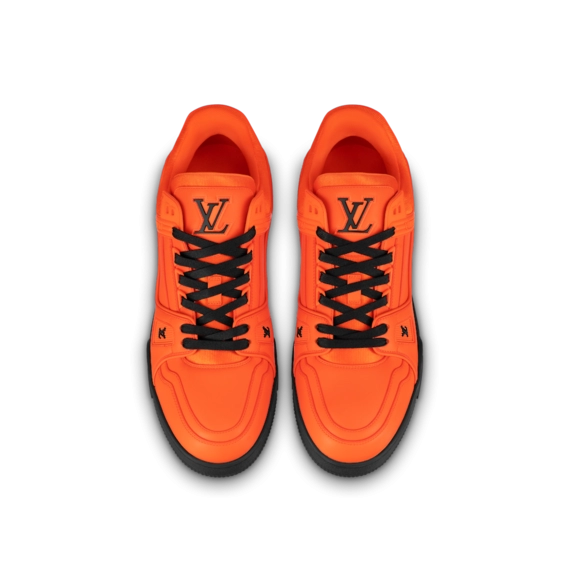 Men's Streetwear Luxury - Louis Vuitton Trainer Orange Sneaker Made from Calf Leather.