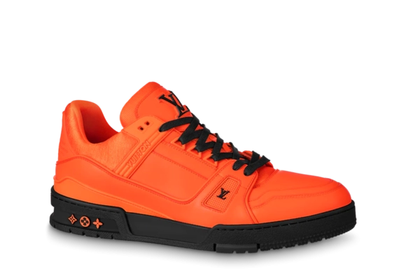 Men's Louis Vuitton Trainer Sneaker - Sharp Orange Calf Leather and Brand new Outlet.