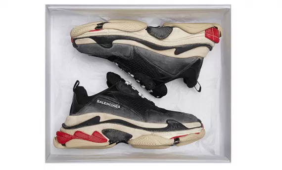 Look Good on the Go in Balenciaga Triple S Trainers in Black and Red for Men.