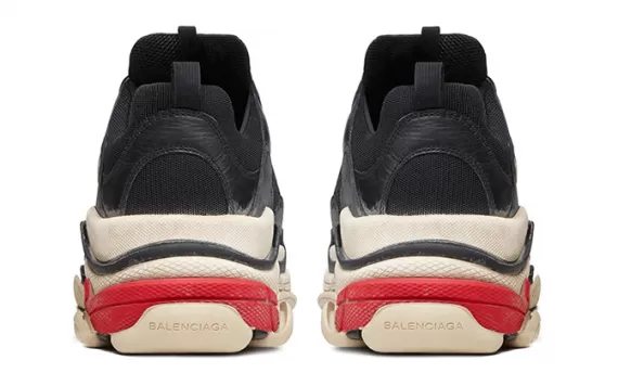 Shop Now for Trendy Balenciaga Triple S Trainers in Black and Red for Men.