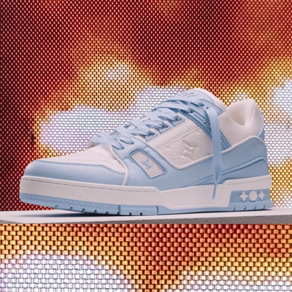 Outlet's new Louis Vuitton Trainer Sneaker - Sky Blue mix of materials for men