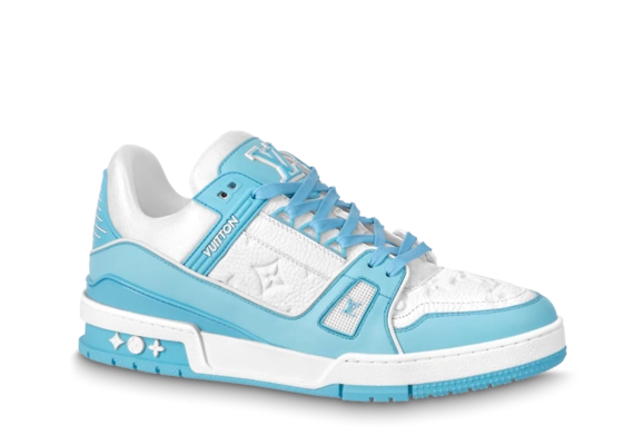Men's buy Louis Vuitton Trainer Sneaker - Sky Blue mix of materials at outlet
